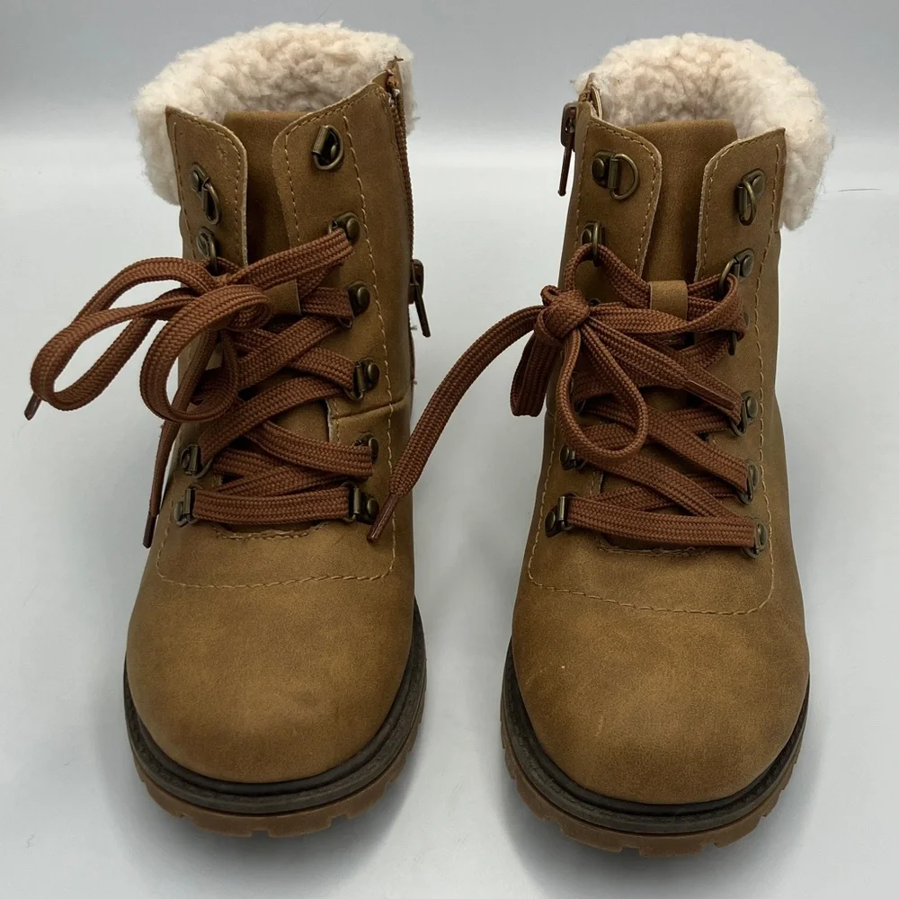 Walkx Kids Sherlong Lined Lace-Up Ankle Boots - Tan/ Medium Brown 34 EU / 2.5